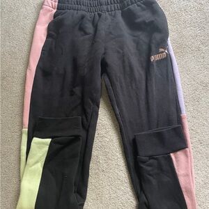 Puma Kids Multicolor Joggers - Black, Pink, Green